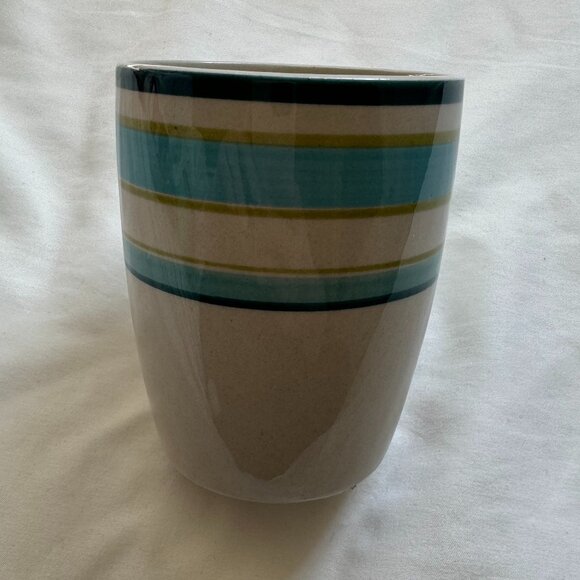 EUC Royal Norfolk Coffee Mug - Stoneware, Gray Cream with Blue & Green Stripes - Picture 6 of 8